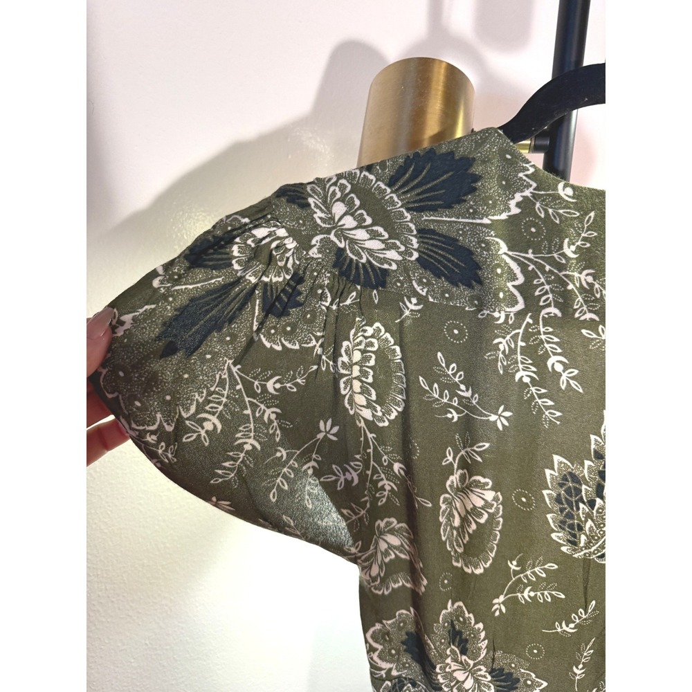 Reformation Orchid Maxi Dress Green Paisley Tie Front 2 xs euc floral wedding - Picture 13 of 14